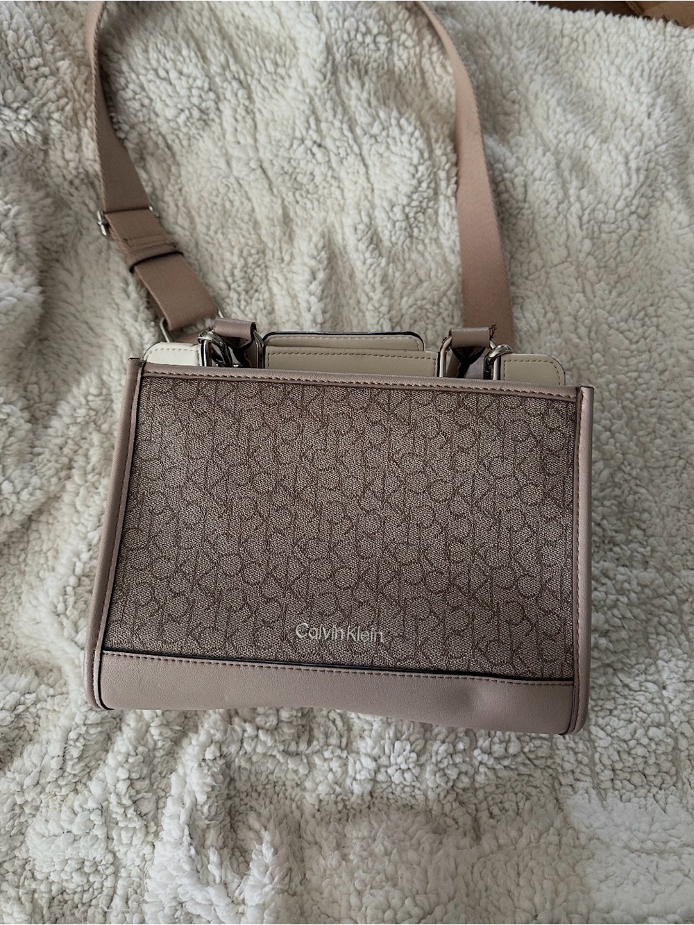Calvin Klein Monogram Crossbody in Blush Taupe
